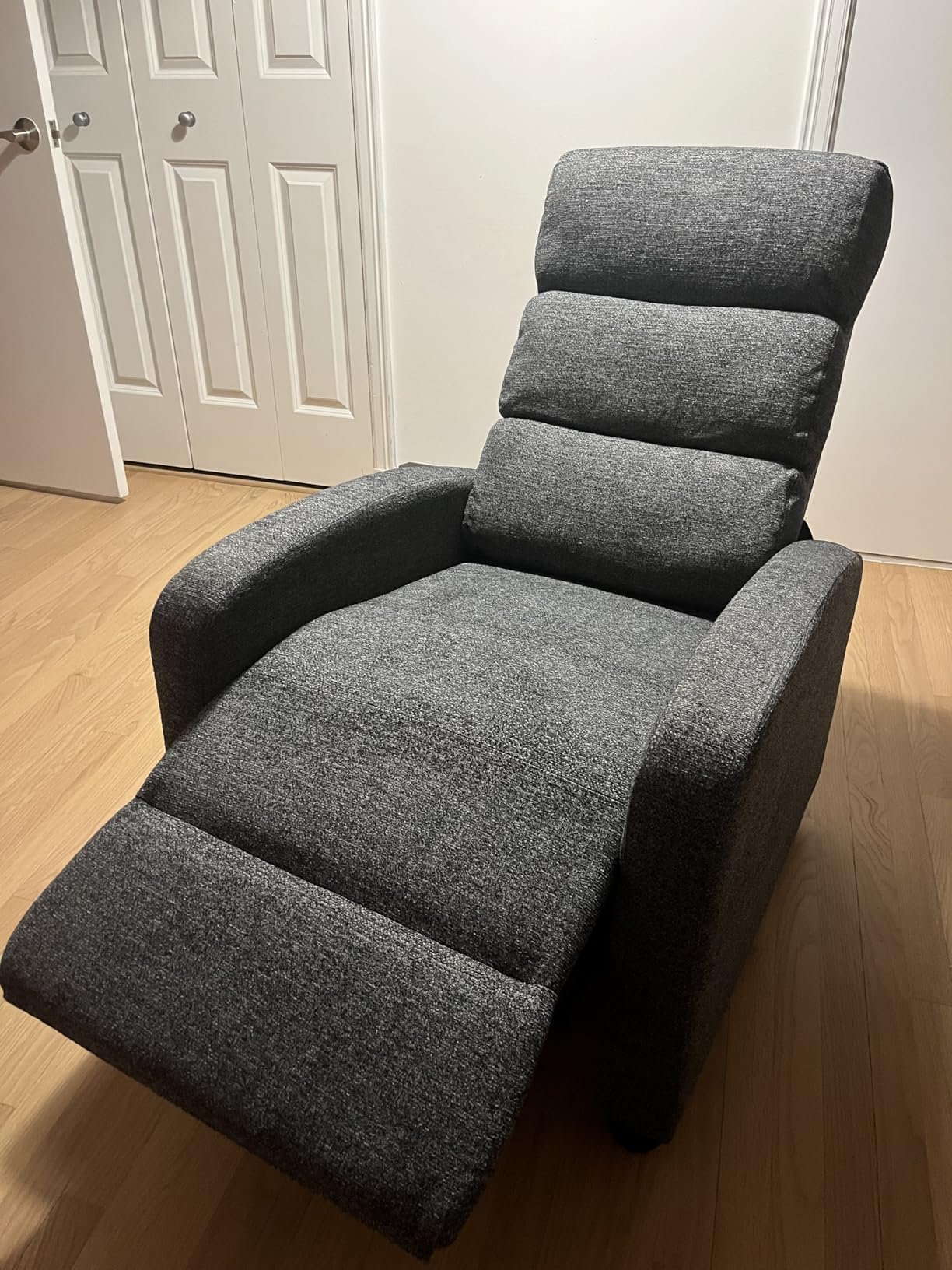Furnimart Small Manual Recliner Chair for Compact Spaces, Overstuffed Chenille, Chunky Cushion, Comfortable Single Sofa Recliner for Adults, Ideal for Living Room, Bedroom, Home Theater, Gray customer photo 2