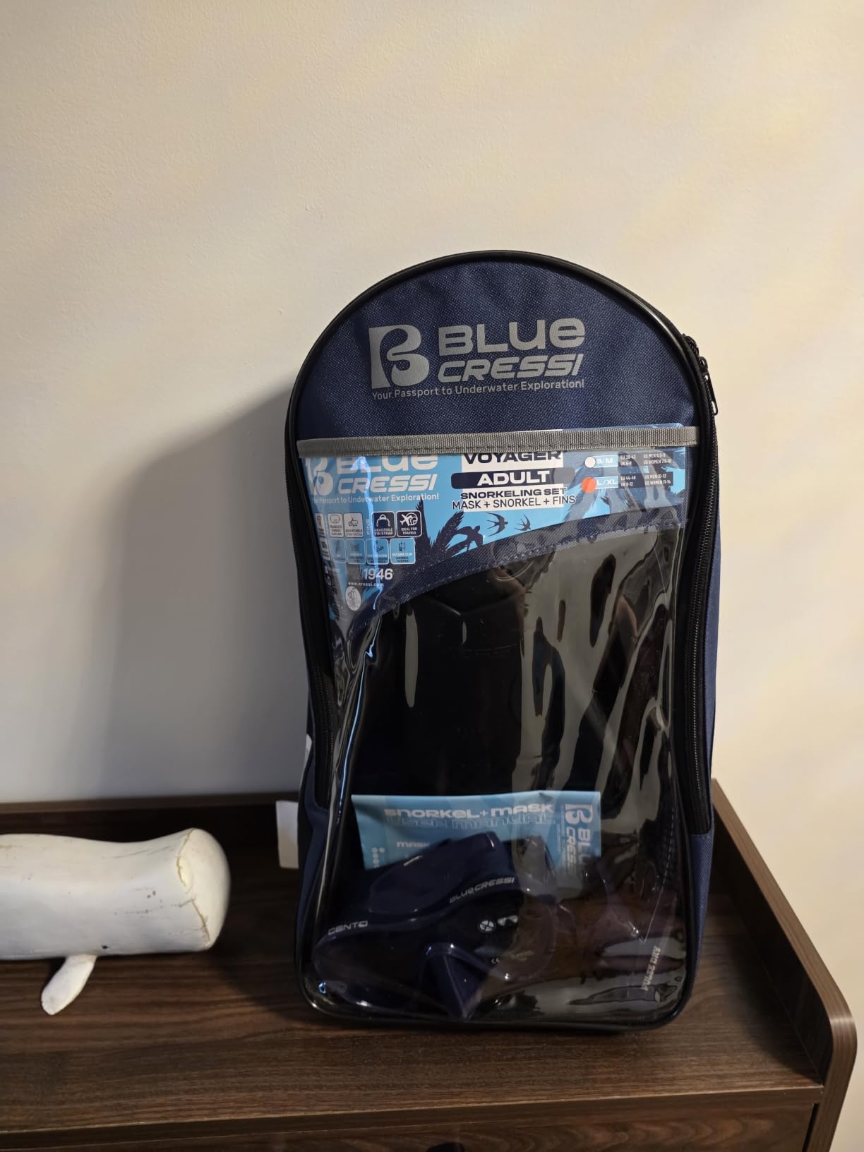 Cressi Travel Adult Snorkel Set - Wide View Frameless Mask, Dry Snorkel, and Light Adjustable Fins - Voyager Set - Designed in Italy customer photo 1