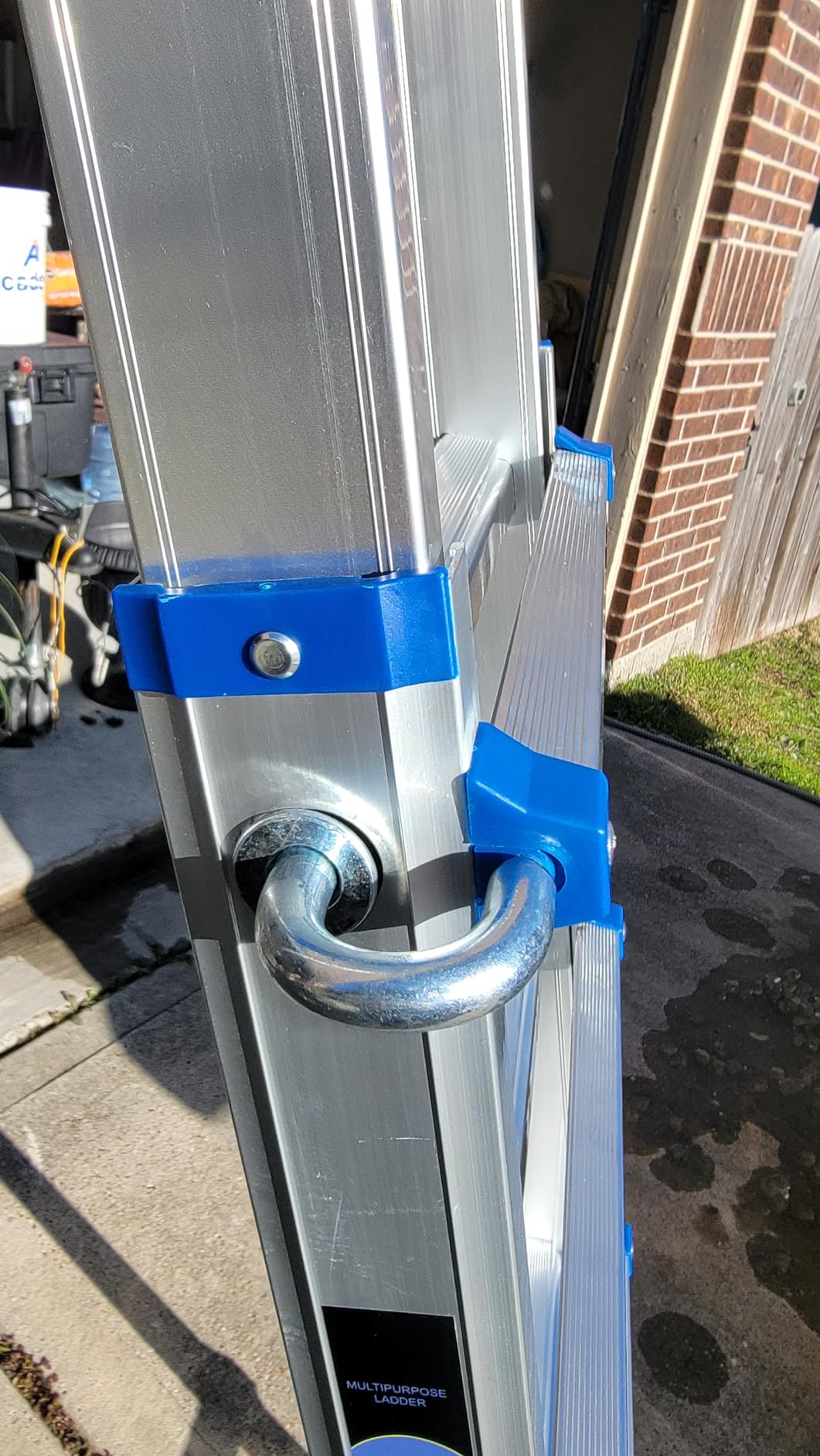 Ladder, Multi-Position Telescoping Ladder with Wheels, 17 FT, Blue | 5-in-1 modes, aluminum alloy frame, locking hinges, stabilizer bar, anti-slip feet for gutters, walls and outdoor DIY customer photo 1