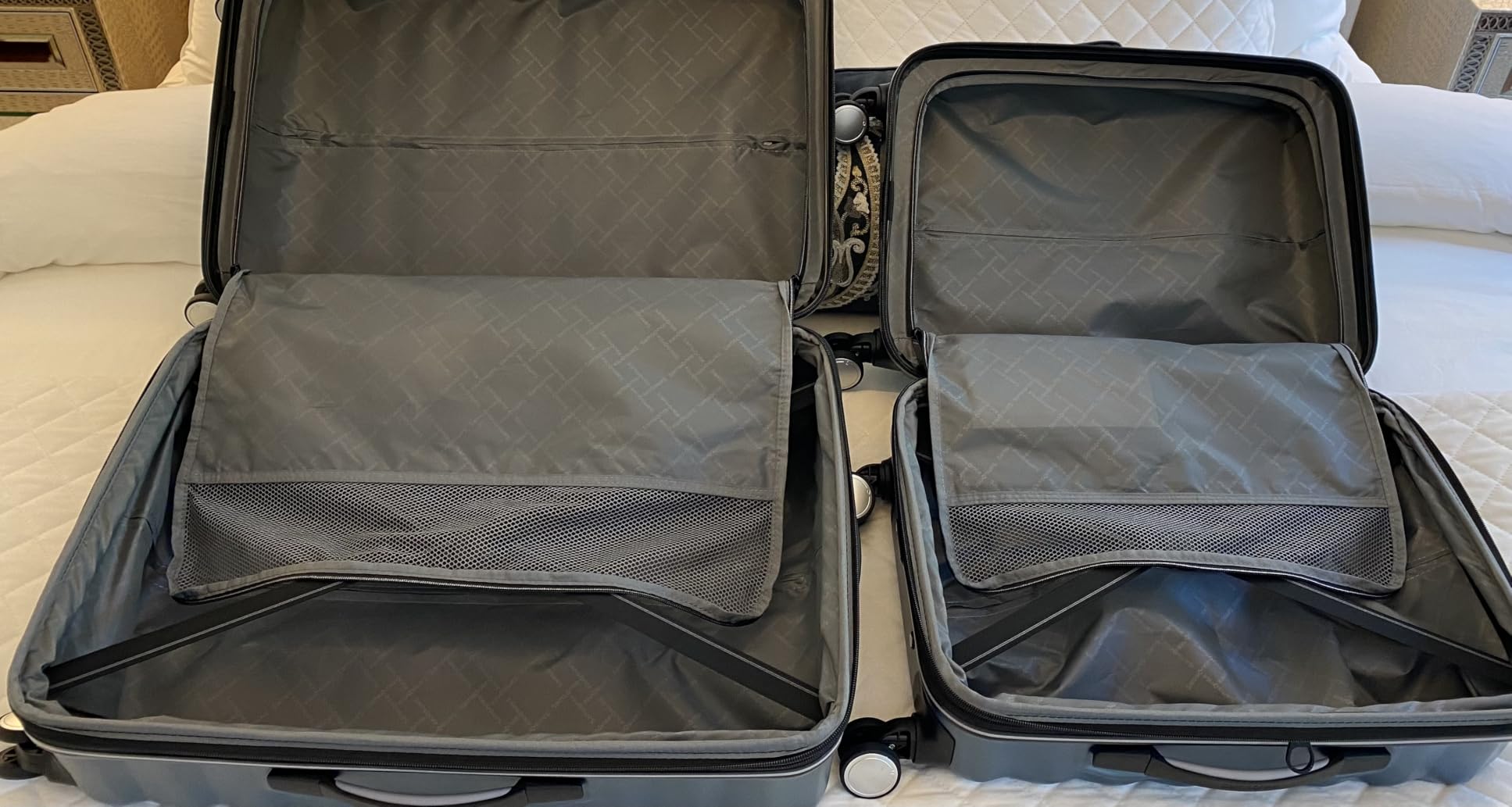 Hard-Sided 20, 24 & 28 Inch 3-Piece Lightweight Checked Large Expandable Element Suitcase Set customer photo 2