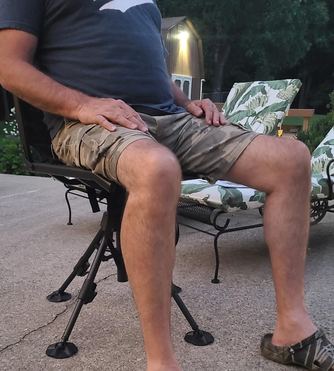 Kalkal Hunting Chair 360° Swivel Folding Chair for Blinds, 300lbs Portable Hunting Seat with 4 Adjustable Legs customer photo 2