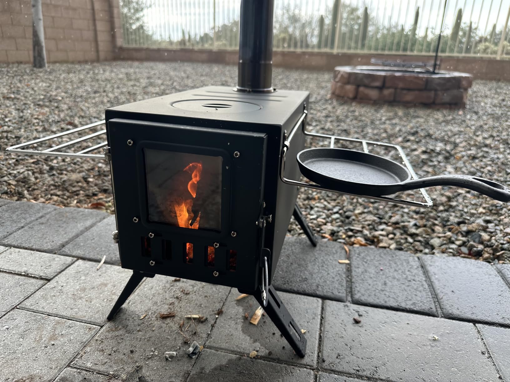 Portable Hot Tent Stove Camping Heaters for Tents Outdoor Heating & Cooking | Rainproof Wood Burning Stove with 6 Stainless Chimney Pipes Spark Arrestor Ice Fishing Heating Cooking Courtyard customer photo 1