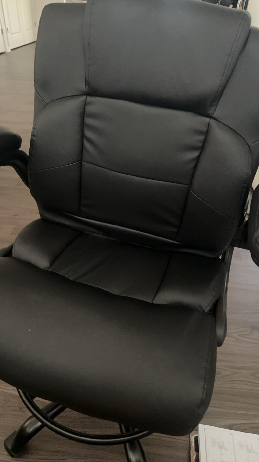 PU Leather Drafting Chair,Tall Office Chair for Standing Desk with Footring,Counter Height Adjustable High Office Chair with Flip-up Armrests for Home,Drawing customer photo 1