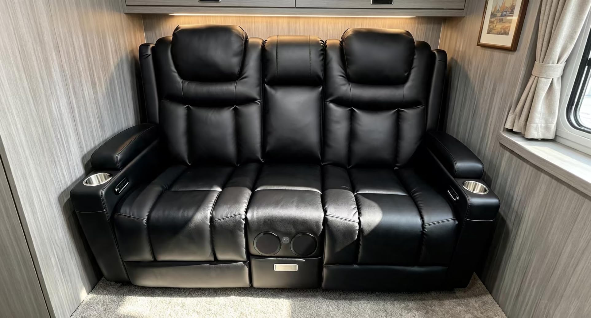 Power Loveseat Recliner Sofa with Console, Wall Hugger Reclining Loveseat with Reading Light, Home Theater Seating with LED Lights, Zero Gravity Recliner Couch for RV Couch and Living Room customer photo 1
