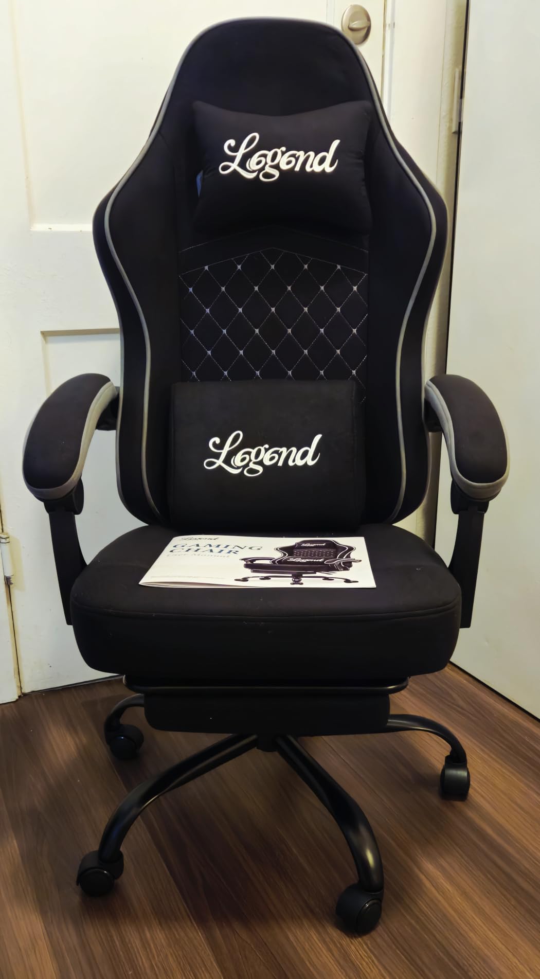 Gaming Chair for Adults with Footrest, Ergonomic Computer Chair, 330 lb | Heavy Duty Load Capacity, 52 cm Wingless Wide Seat, Pocket Spring Cushion, Headrest, Adjustable Height, Reclining Backrest customer photo 2