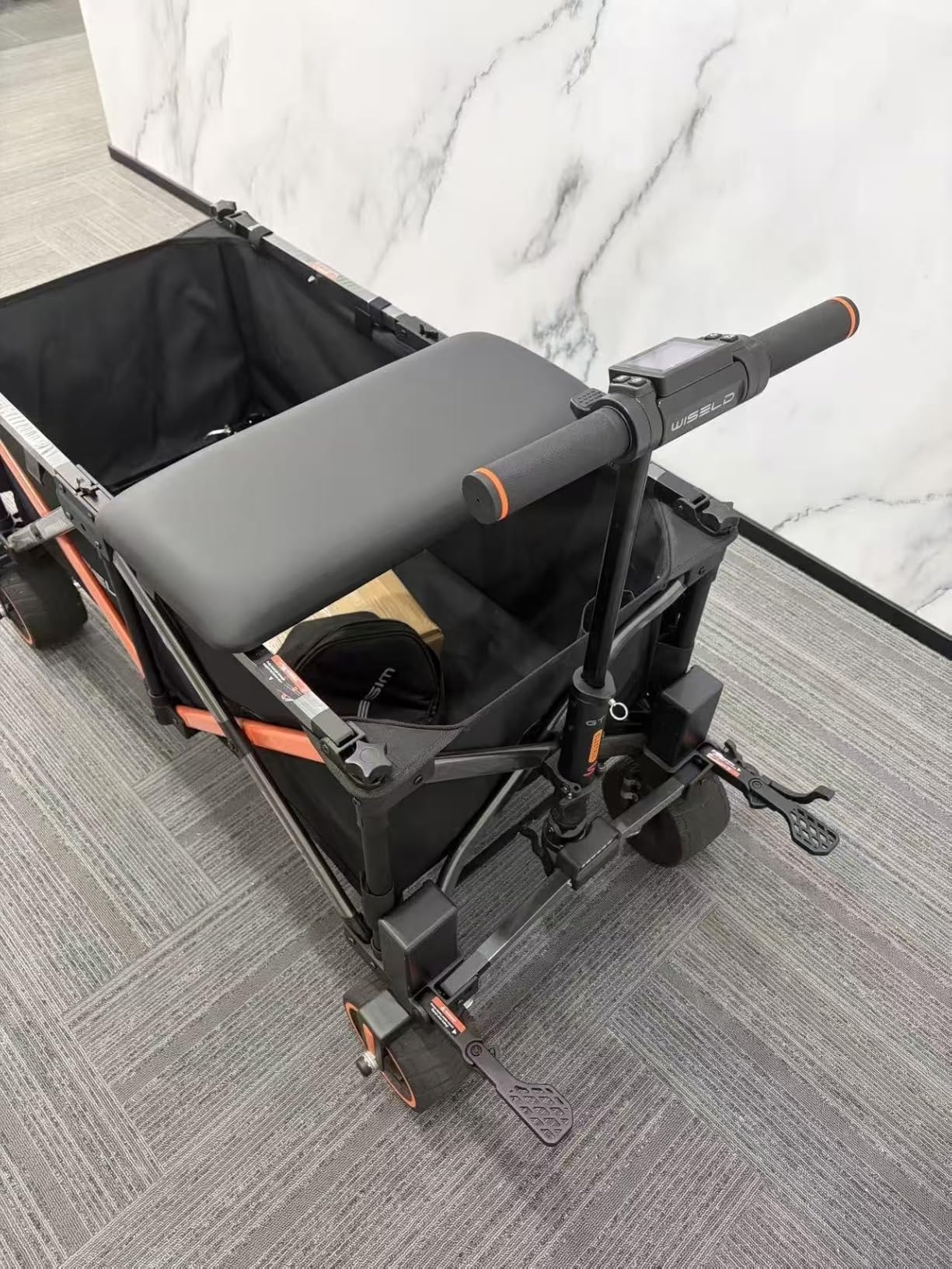 WISELD GT3 Electric Wagon Cart with Seat for Adults, Rideable & Tow-Assist Foldable Motorized Utility Wagon, 1500W Heavy Duty Power Hauler, 551 Lbs Load, for Camping, Farm, Property, Tow Hooks customer photo 1