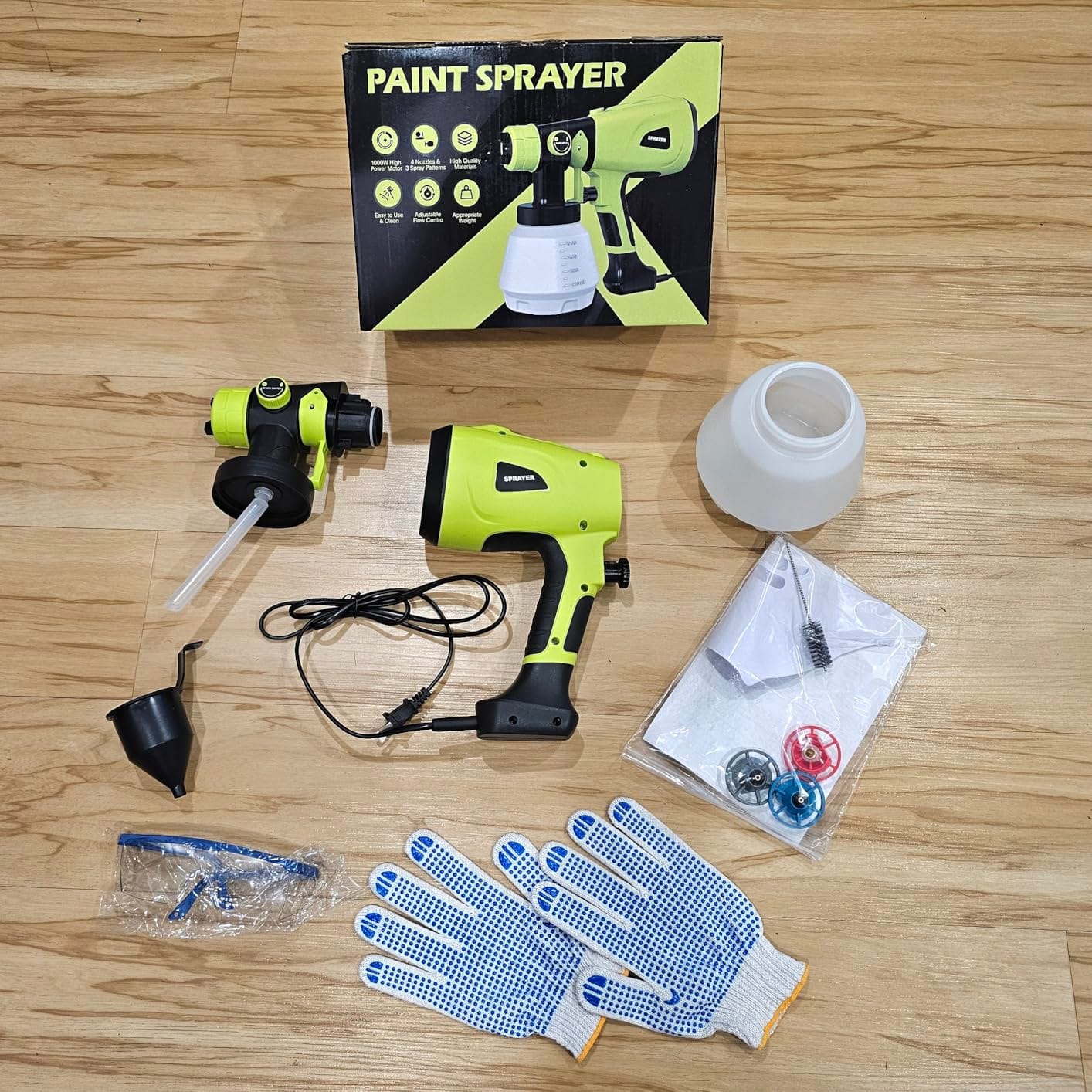 1000W High Power Paint Sprayer - Corded HVLP Paint Gun with 4 Sizes Copper Nozzles, Easy to Clean & Control Power Painter for House Painting, DIY Crafting, Tables & Chairs (Blue) customer photo 1