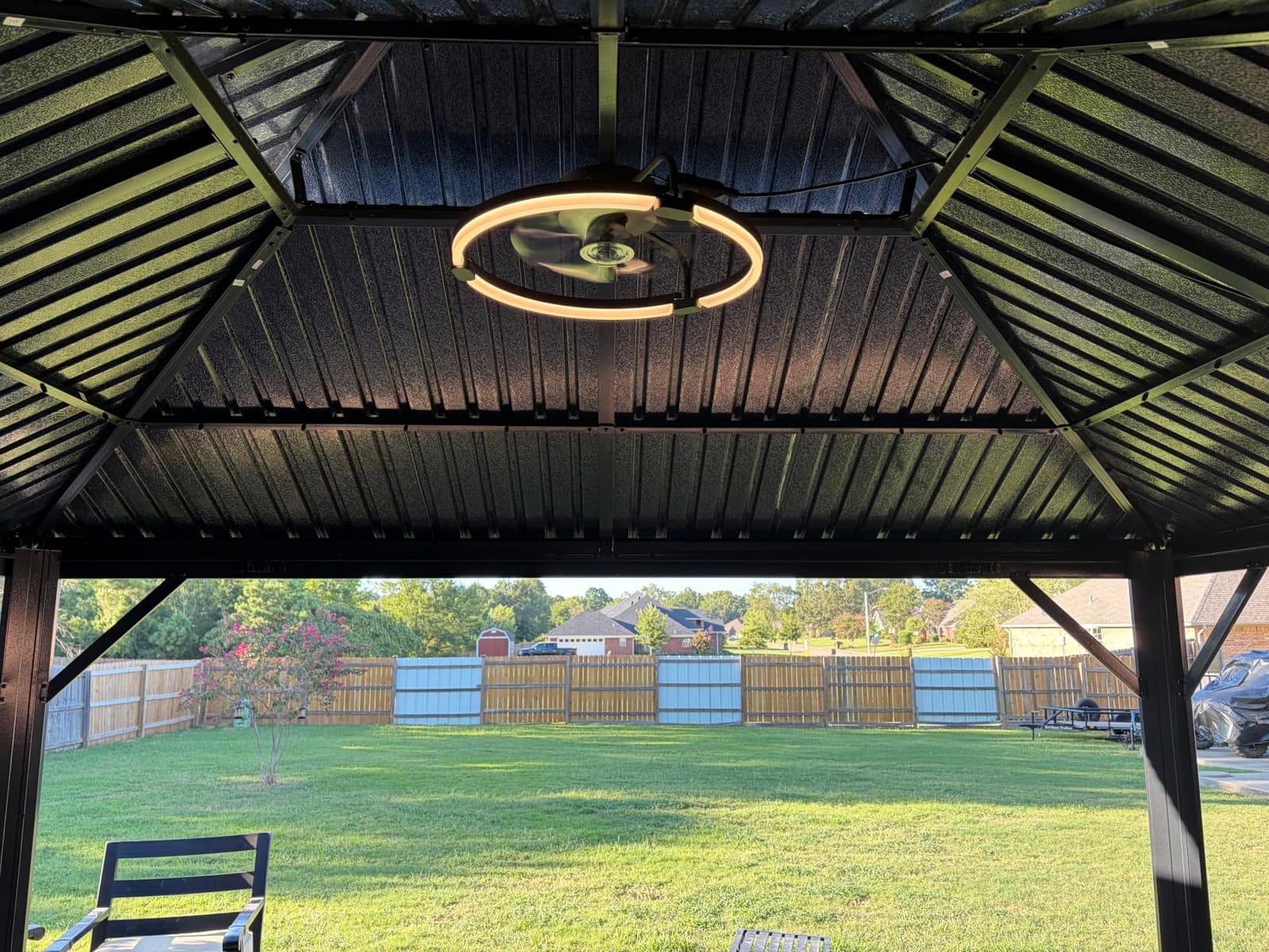 HOTEEL 10x15 Hardtop Gazebo On Clearance with Heavy Duty Galvanized Steel Metal Roof, Patio Hard Top Gazebo with Curtains & Netting, Outdoor Permanent Hot tub Gazebo Pavillon for Backyard, Black customer photo 2