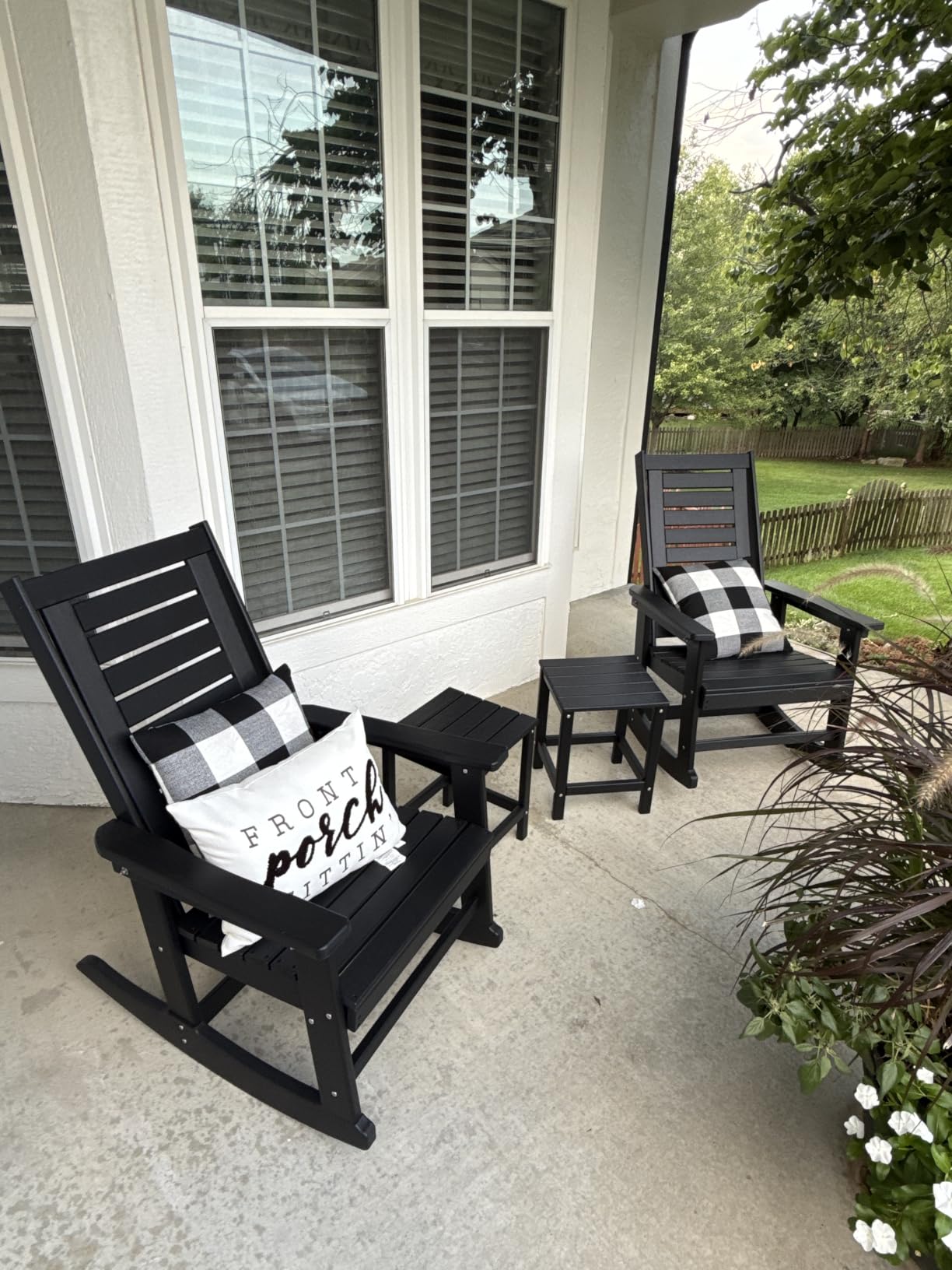 GREENVINES Oversized Outdoor Rocking Chair, HDPE Rocker, Grey customer photo 1