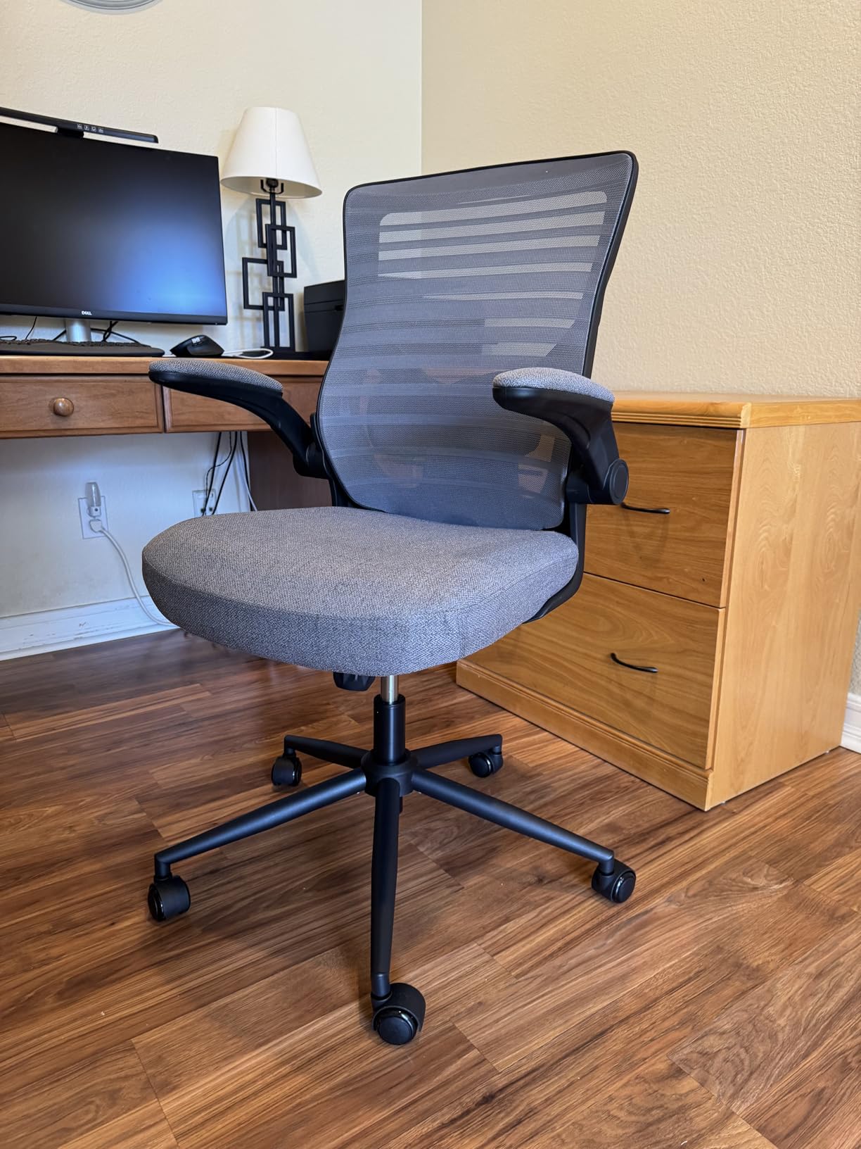 Office Chair for Long Hours & Lower Back Pain Relief - Waterfall-Edge PU Seat Cushion, Padded Lumbar Support and Flip-up Armrests customer photo 1
