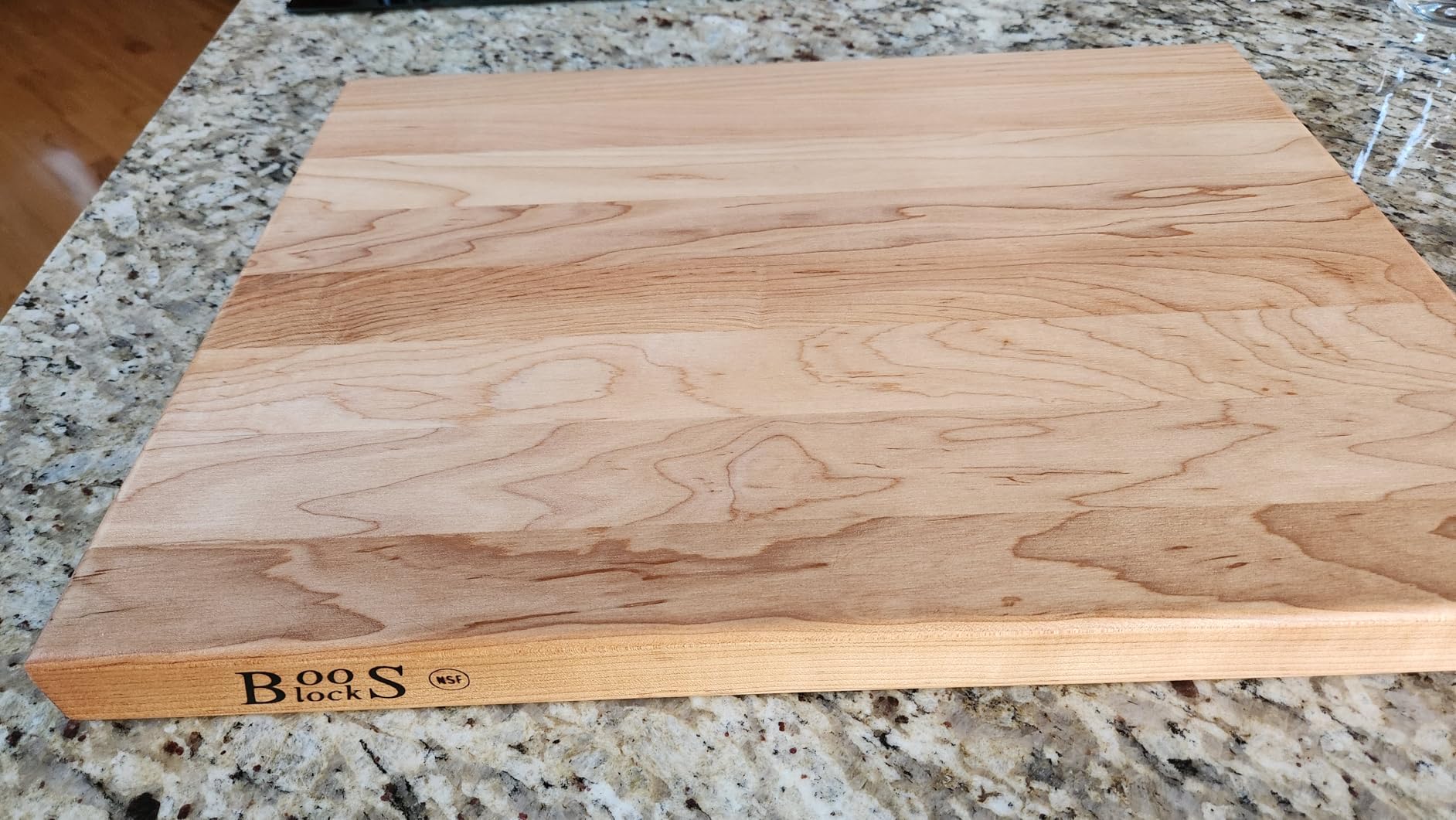 John Boos R-Board Series Rectangular Wooden Maple Cutting Board 24”x18” – 1.5” Thick, 18-lb Reversible Butcher Block with Edge-Grain & Finger Grips – Made in the USA customer photo 1
