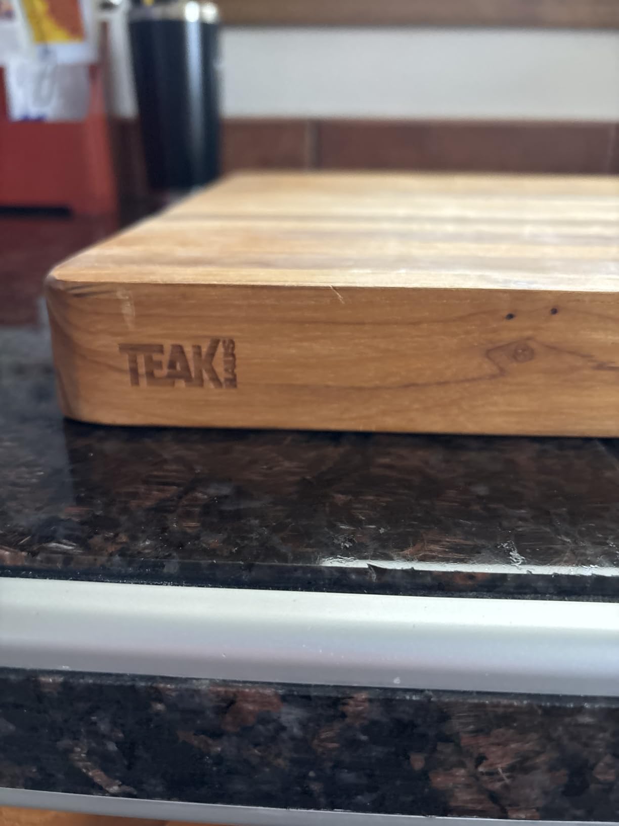 Teakhaus Edge-Grain Teak Wood Cutting Board with Grip Handles, Extra Large customer photo 1