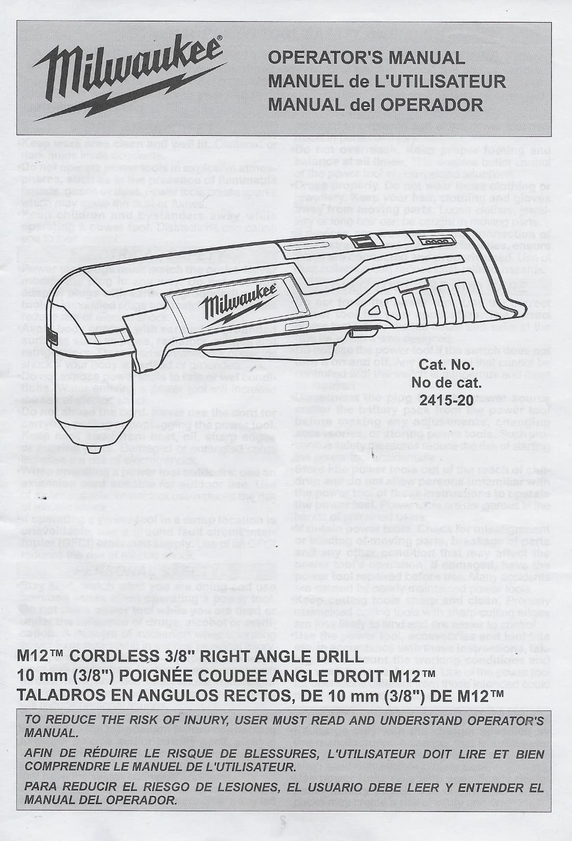 Milwaukee 2415-20 M12 12-Volt Lithium-Ion Cordless Right Angle Drill, 3/8 In, Bare Tool, Medium customer photo 2