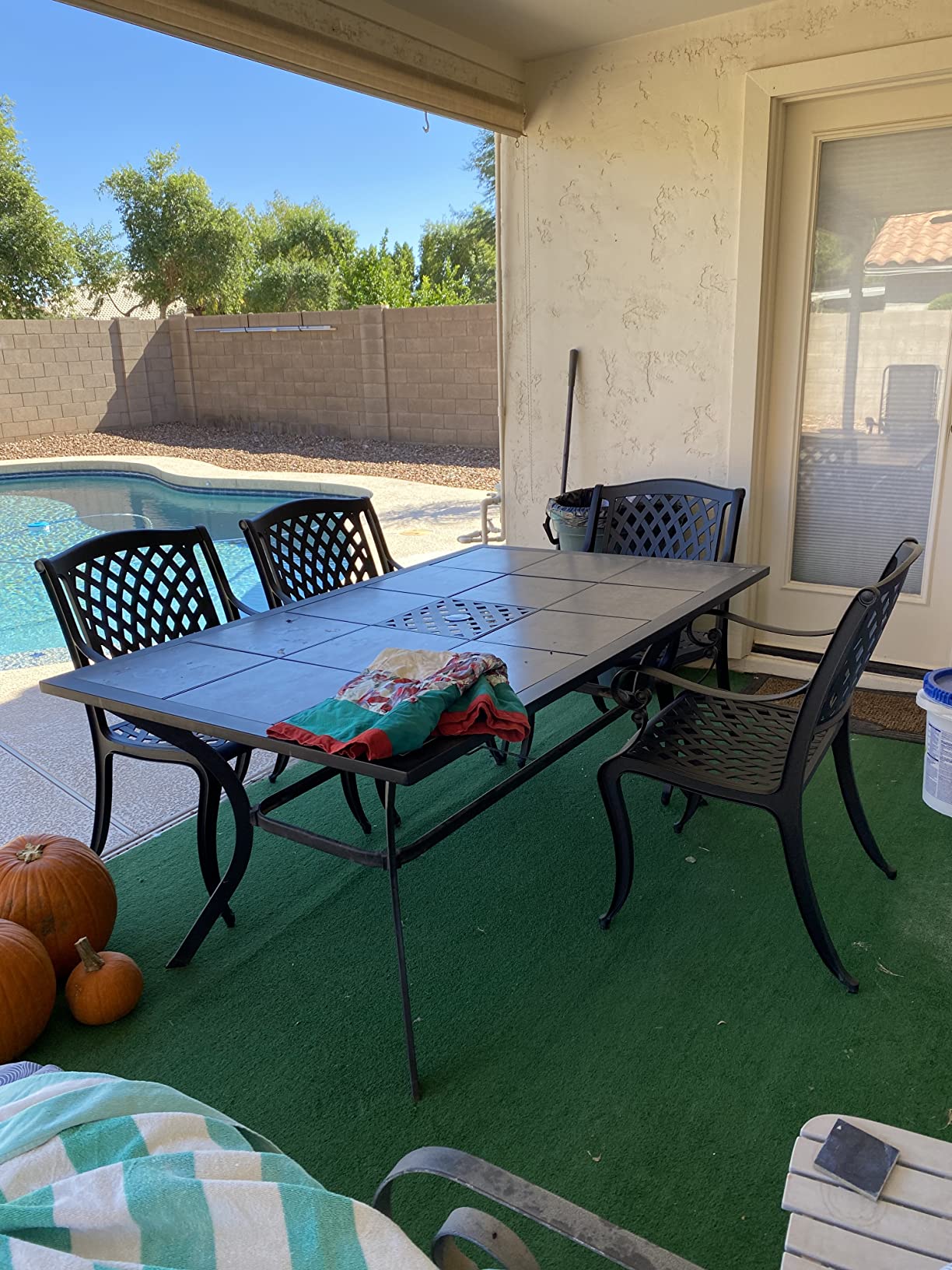 Christopher Knight Home Hallandale Cast Aluminum Outdoor Dining Set, 5-Pcs Set, Black Sand customer photo 2
