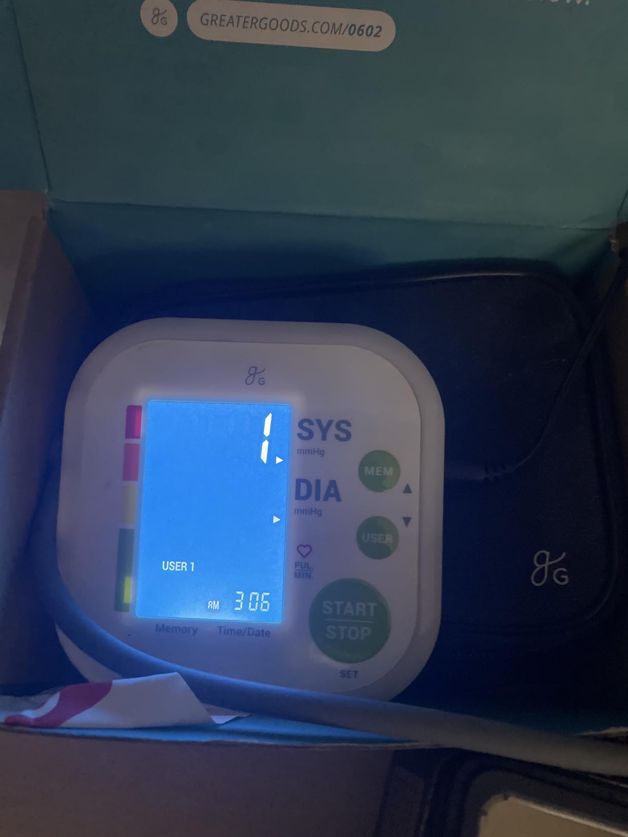 Greater Goods Upper Arm Blood Pressure Monitor for Home Use – Automatic One-Touch BP Machine, Wide-Range Cuff (8.7”–16.5”), Large Backlit Display, 2-User Memory, Complete Kit customer photo 1