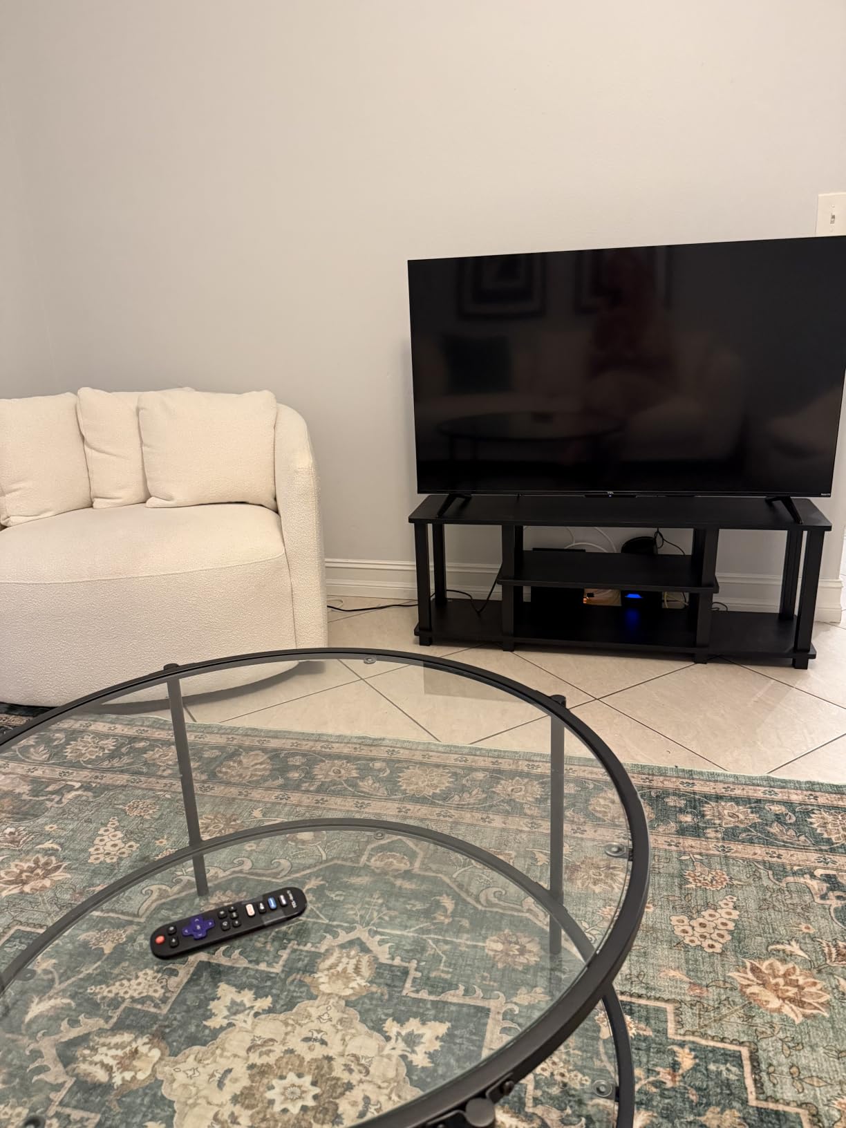 Furinno Turn-N-Tube No Tools 3D 3-Tier Entertainment TV Stand up to 50 inch TV, Round Tubes, French Oak Grey/Black customer photo 1