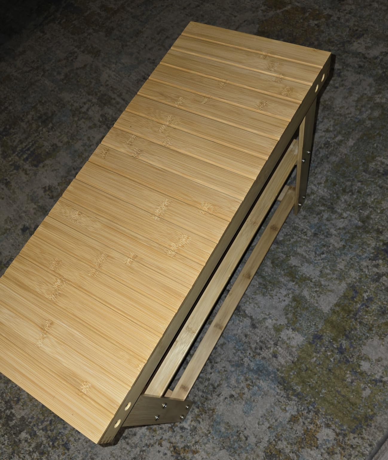 SONGMICS Shoe Rack Bench, 3-Tier Bamboo Entryway Bench, 27.6 Inches Width customer photo 2