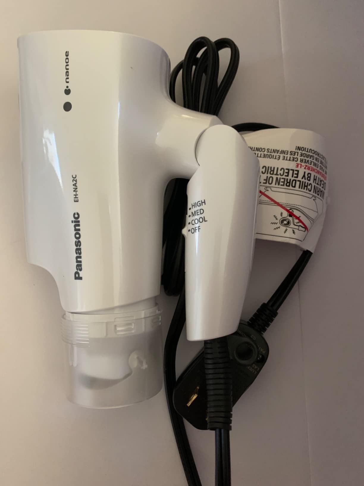 Panasonic nanoe Compact Hair Dryer for Healthy-Looking Hair, 1400W Portable, Folding Handling and Quickdry Nozzle for Fast Drying - EH-NA27-K (Black/Pink) customer photo 2