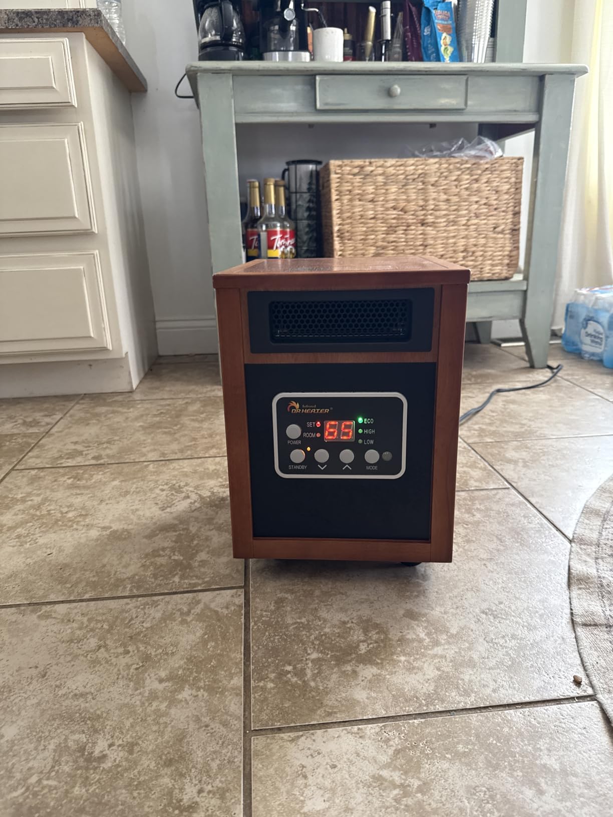DR. INFRARED HEATER DR-998, 1500W Dual Heating Infrared Space Heater with Humidifier, Oscillation, Remote Control, Thermostat & Safety Protection, Portable with Wheels, Energy Efficient, Walnut customer photo 2