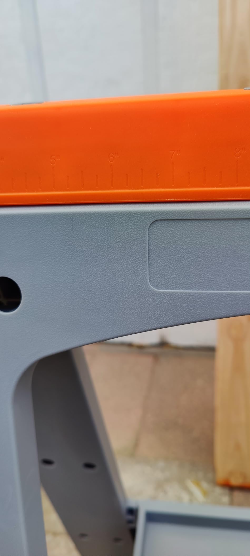 Amazon Basics Rectangular Folding Sawhorse, Collapsible, Folds Flat, 900 Pound Capacity, Set of 2, Orange and Grey customer photo 2