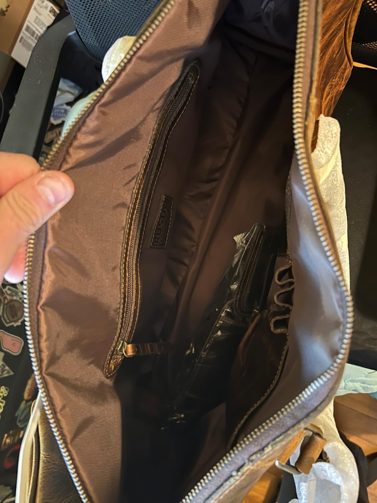 Men's Leather Travel Bag - Weekender Sports Travel Shoulder Bags Aeroplane Hand Luggage Men Duffle Bag (Large), Mulberry, L, leather duffel bag customer photo 2