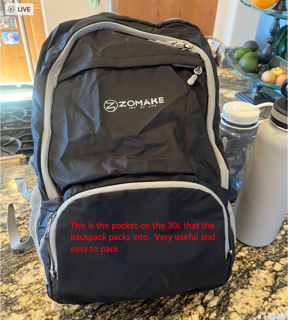 ZOMAKE Lightweight Packable Backpack 30L, Foldable Hiking Backpacks Water Resistant Compact Folding Daypack for Travel(Dark Green) customer photo 2