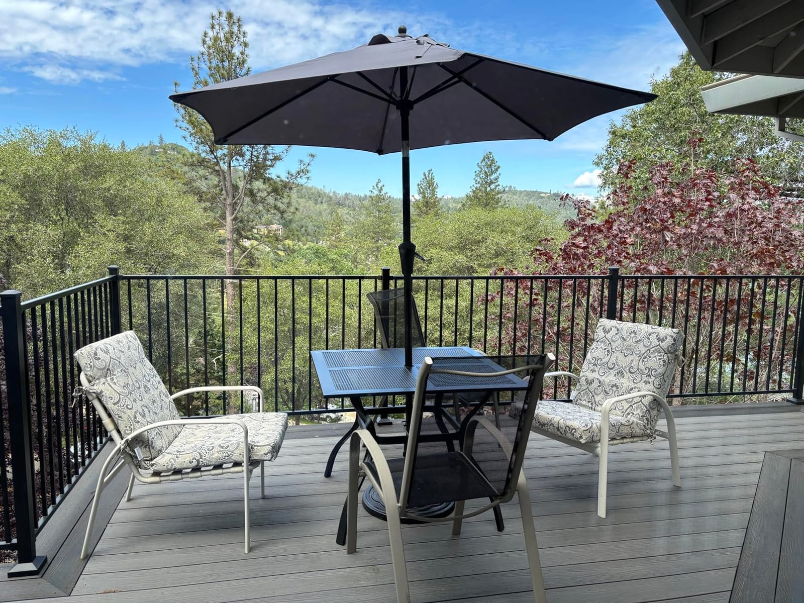 PHI VILLA Patio Table w/Umbrella Hole, Black Metal Dining Table for 4 customer photo 2