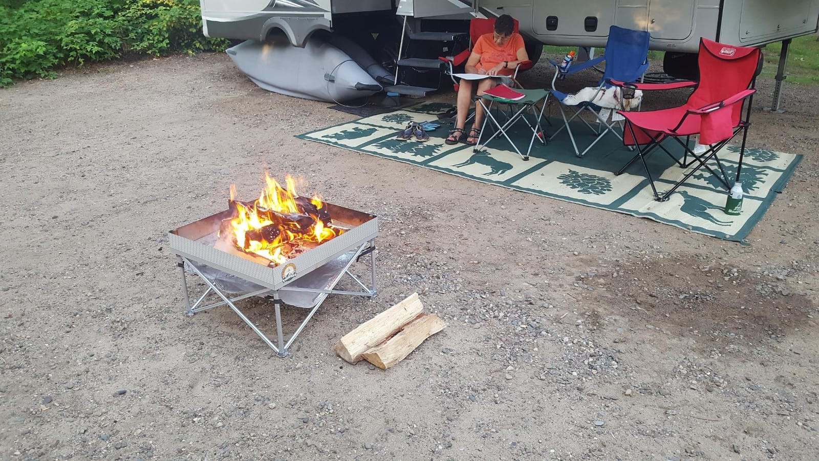 Fireside Outdoor Portable Fire Pit for Camping, Portable Fire Pit Grill for Backyard, Outdoor Firepit with Heat Protect, Camping Firepits, Standing Bonfire Outside for Backyard, 8 lb Weights - 24 inch customer photo 2