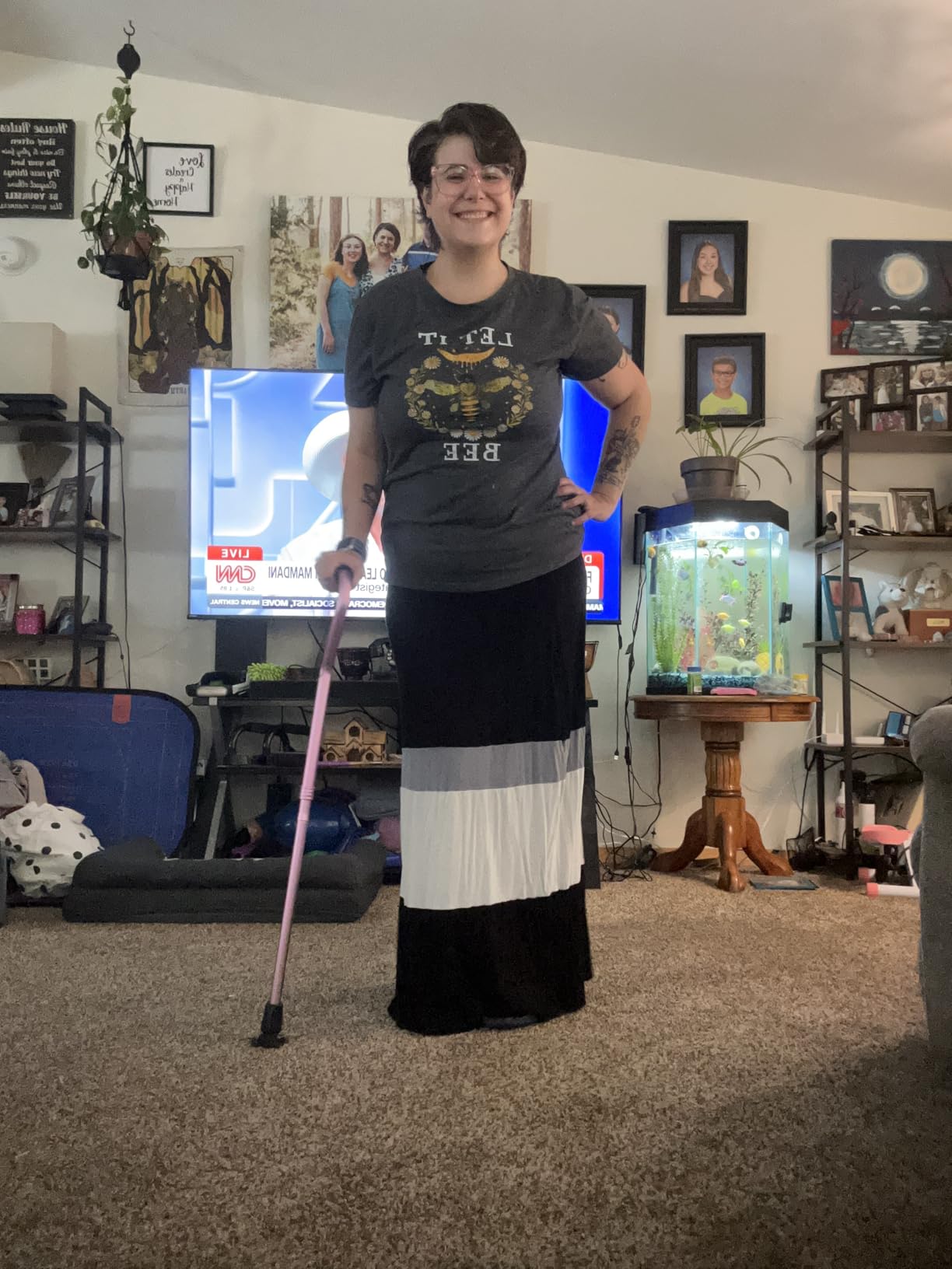 KINGGEAR Self Standing Walking Cane Quad Base for Seniors customer photo 1