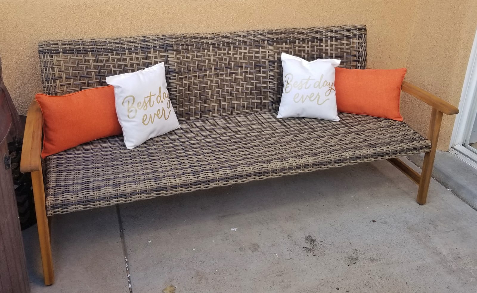 Christopher Knight Home Marcia Outdoor Wood Sofa, Wicker, 75.50 x 31.00 x 31.50, Gray, Natural Stained Finish customer photo 1