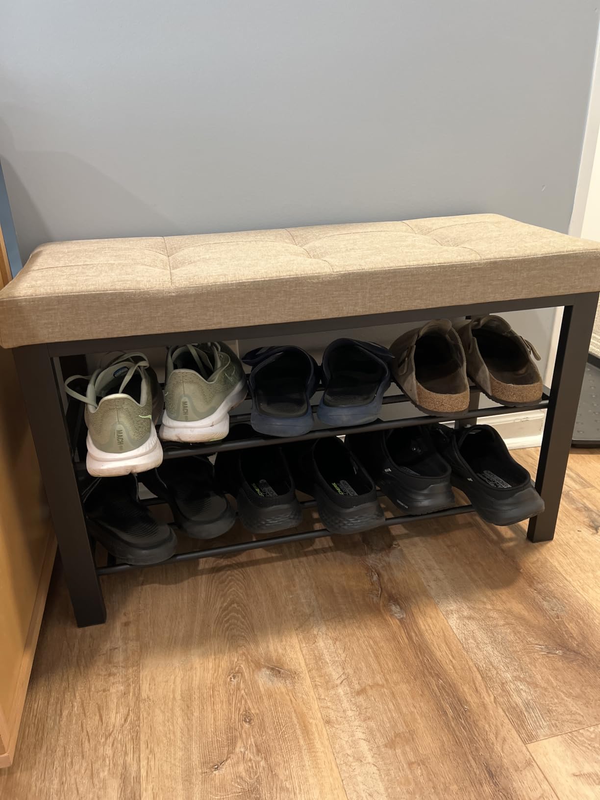 SONGMICS Shoe Bench, Storage Bench, Entryway Bench with Cushion customer photo 2
