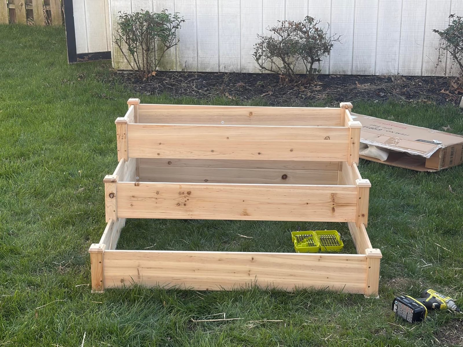 Yaheetech 3 Tier 47 x 47 x 22in Raised Garden Bed Horticulture Outdoor Elevated Flower Box Tiered Garden Bed Wooden Vegetables Growing Planter for Backyard/Patio/Gardener customer photo 2