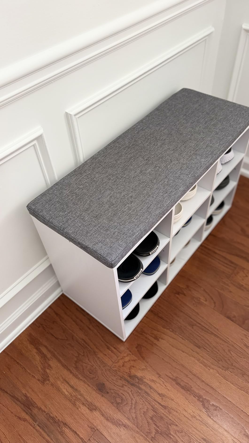 VASAGLE Shoe Bench with Cushion, 15 Compartments, 11.8 x 41.3 x 18.9 Inches customer photo 2