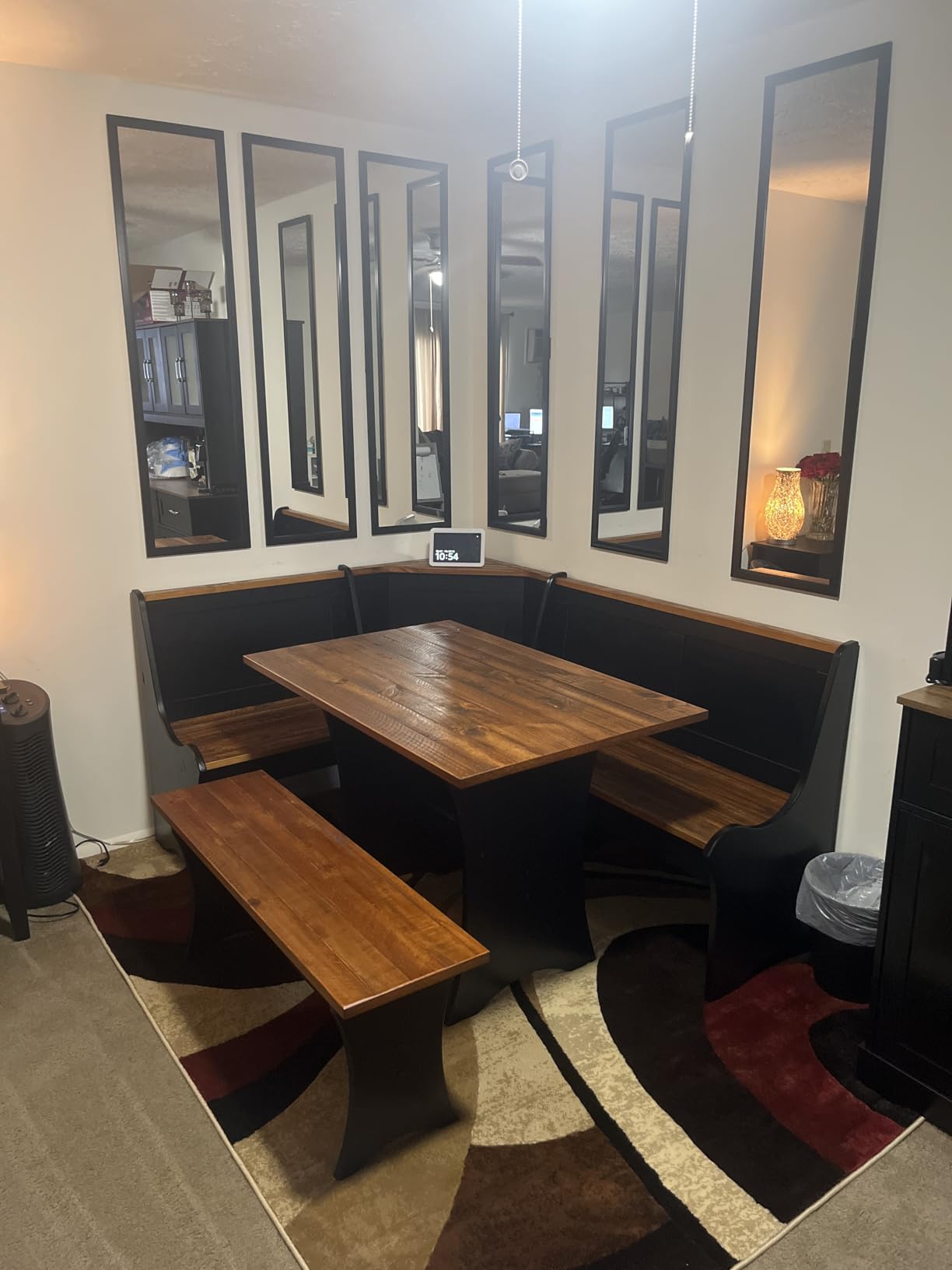Linon Jackie Solid Wood 3 Piece Conversation Indoor Kitchen Corner Breakfast Dining Nook Set in Black customer photo 2