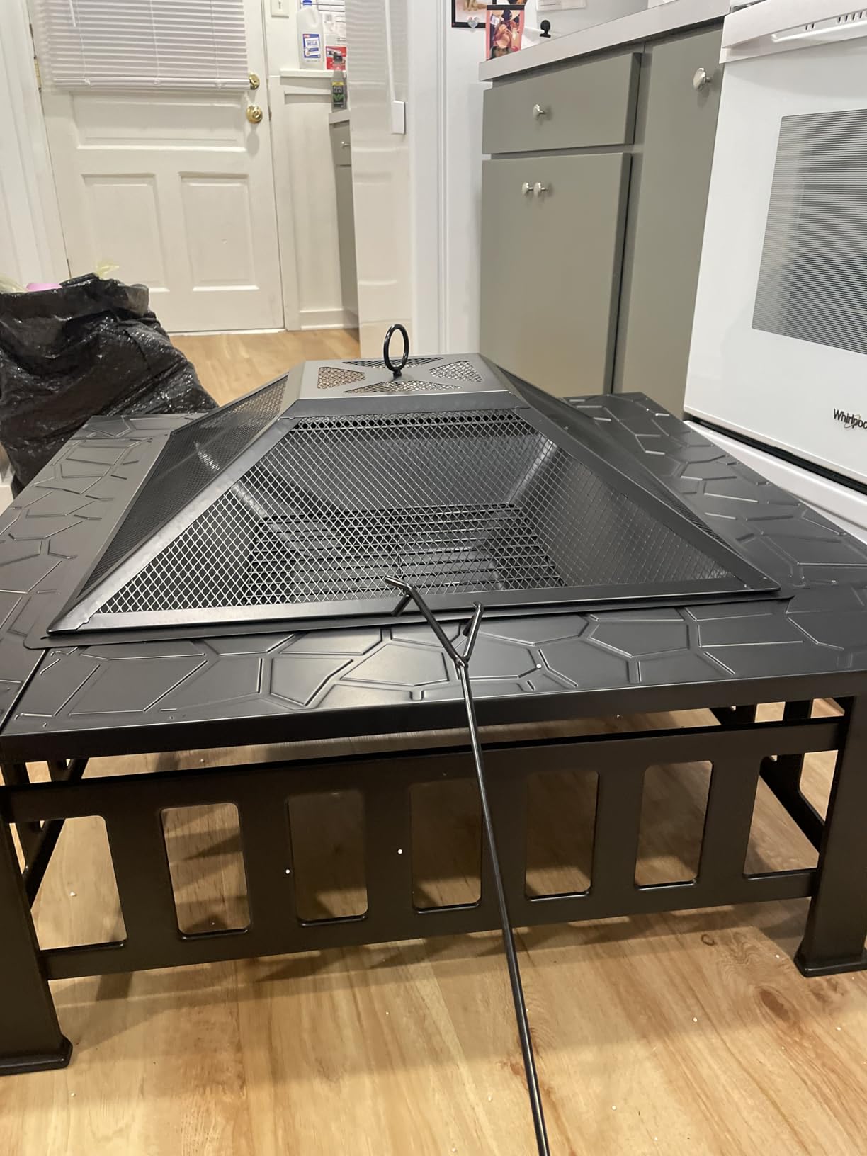 Yaheetech Multifunctional Fire Pit Table 32in Square Metal Firepit Stove customer photo 1