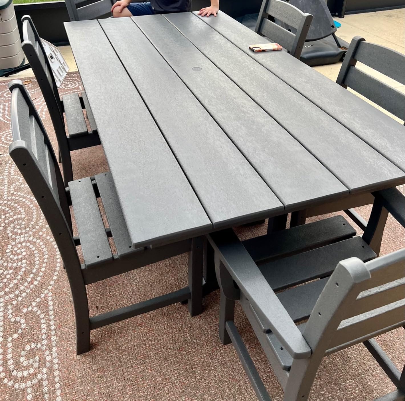 POLYWOOD Lakeside 7-Piece Outdoor Dining Set, All-Weather HDPE Patio Furniture Table and Chairs, Black, Made in USA, Deck, Garden, Poolside customer photo 1