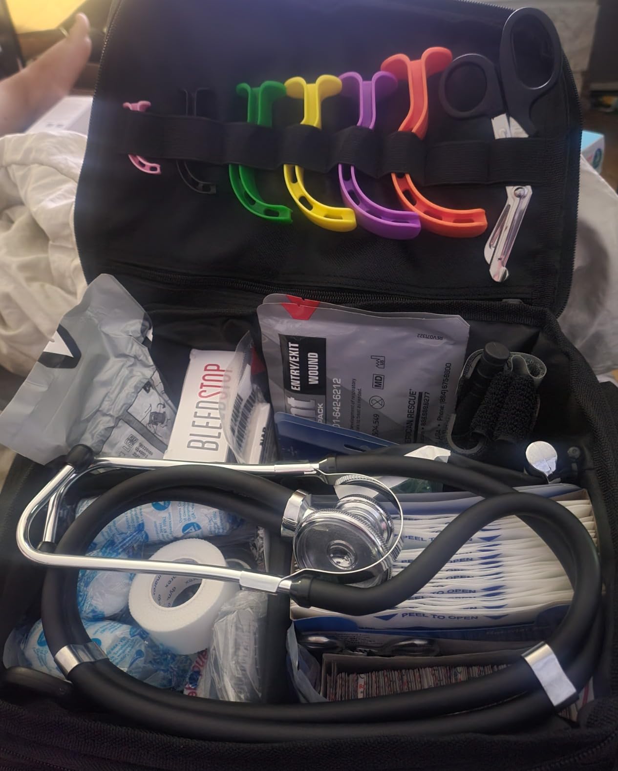 Scherber First Responder Fully-Stocked Professional Essentials EMT/EMS Trauma Kit | HSA/FSA Approved | Reflective Bag w/8 Zippered Pockets & Compartments & 200+ First Aid Supplies - Black customer photo 2