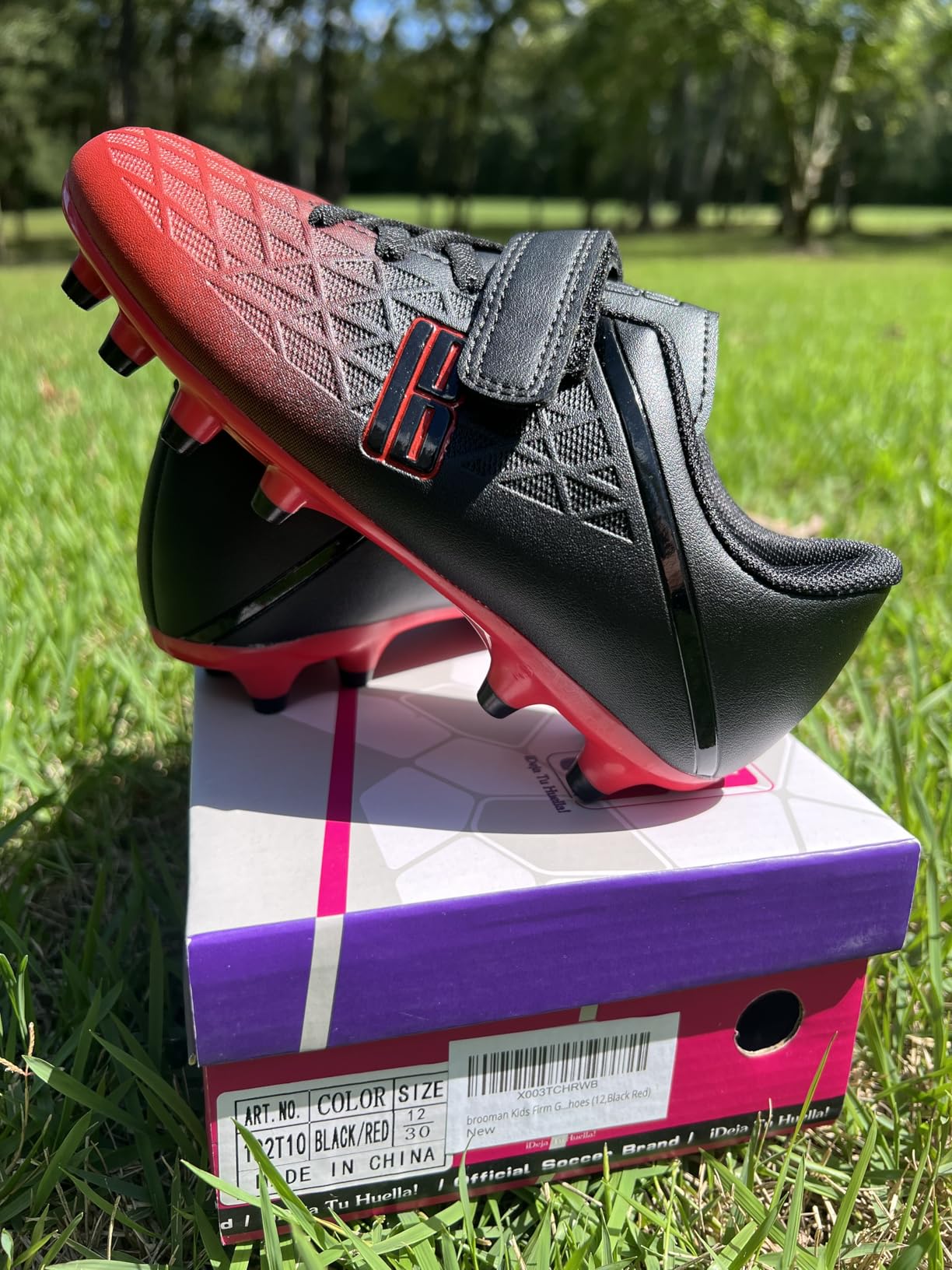 brooman Kids Firm Ground Soccer Cleats Boys Girls Athletic Outdoor Football Shoes customer photo 1