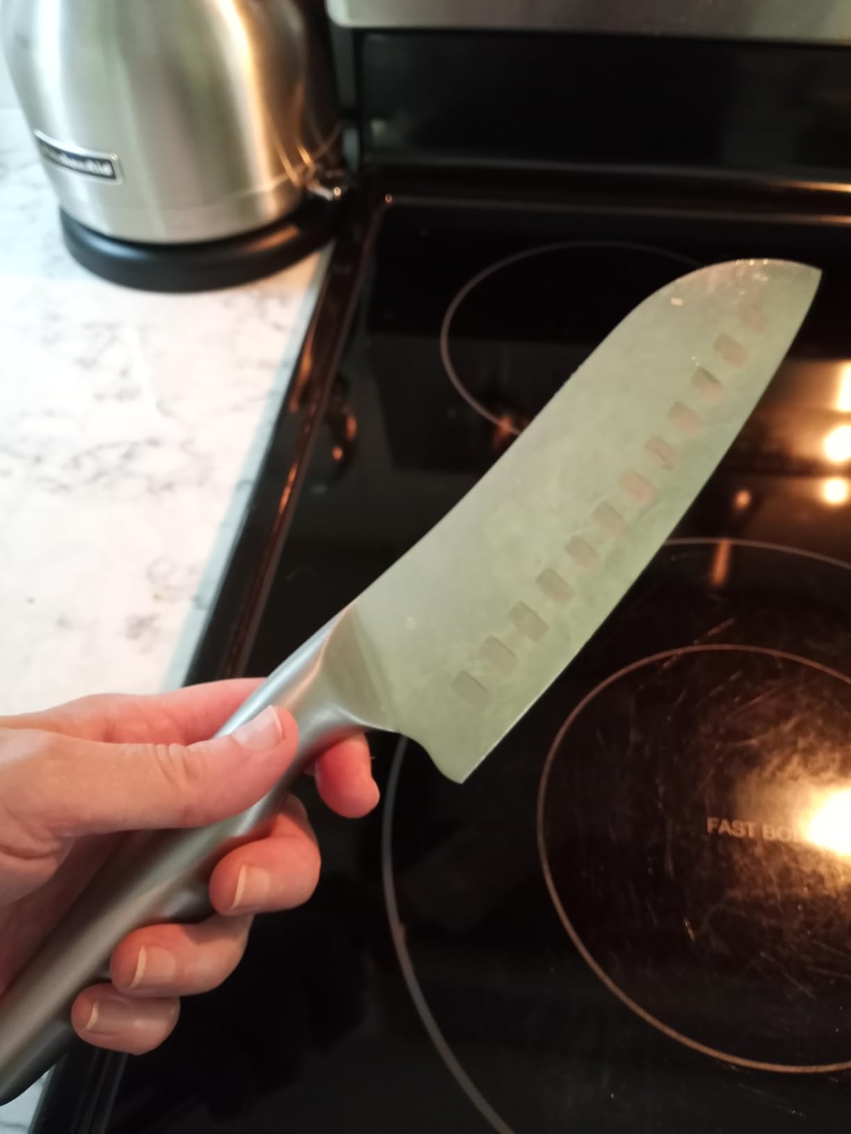 Chef Knife 7 Inch, High-Carbon Stainless Steel Santoku, Dishwasher Safe customer photo 2
