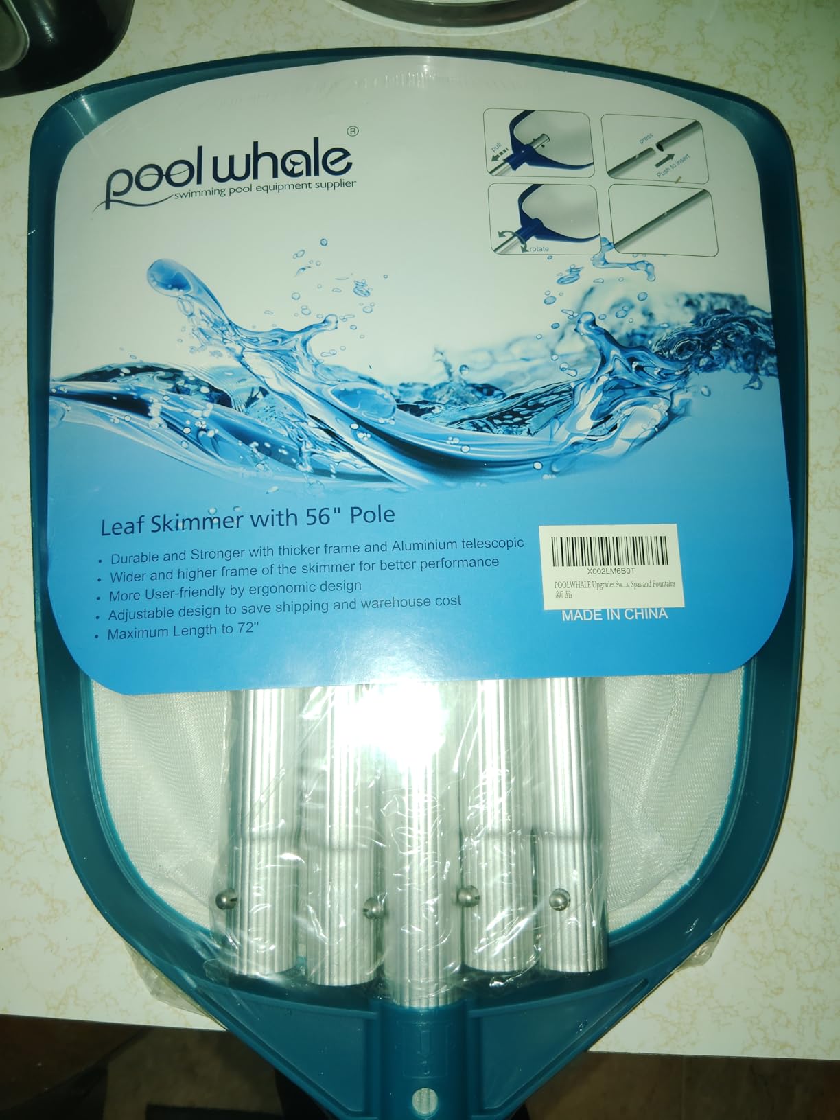 5 Foot Ultra Fine Mesh Pool Spa Leaf Skimmer Rake Net with Adjustable Pole customer photo 2