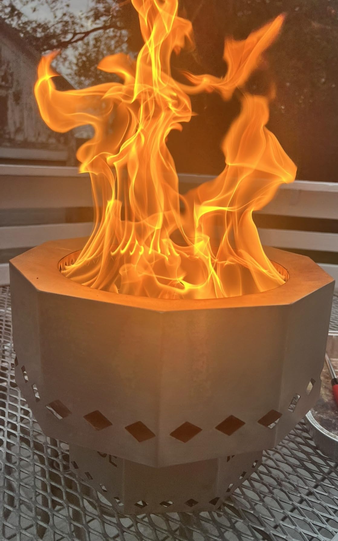 INNO STAGE Patented Smokeless Fire Pit, 13 Inch Low Smoke Camping Stove Outdoor Wood Pellet Burning Spark Portable Carrying Bag, Firepit Grill Bowl of Fireplace Picnic Camping Cooking on Beach - S customer photo 1