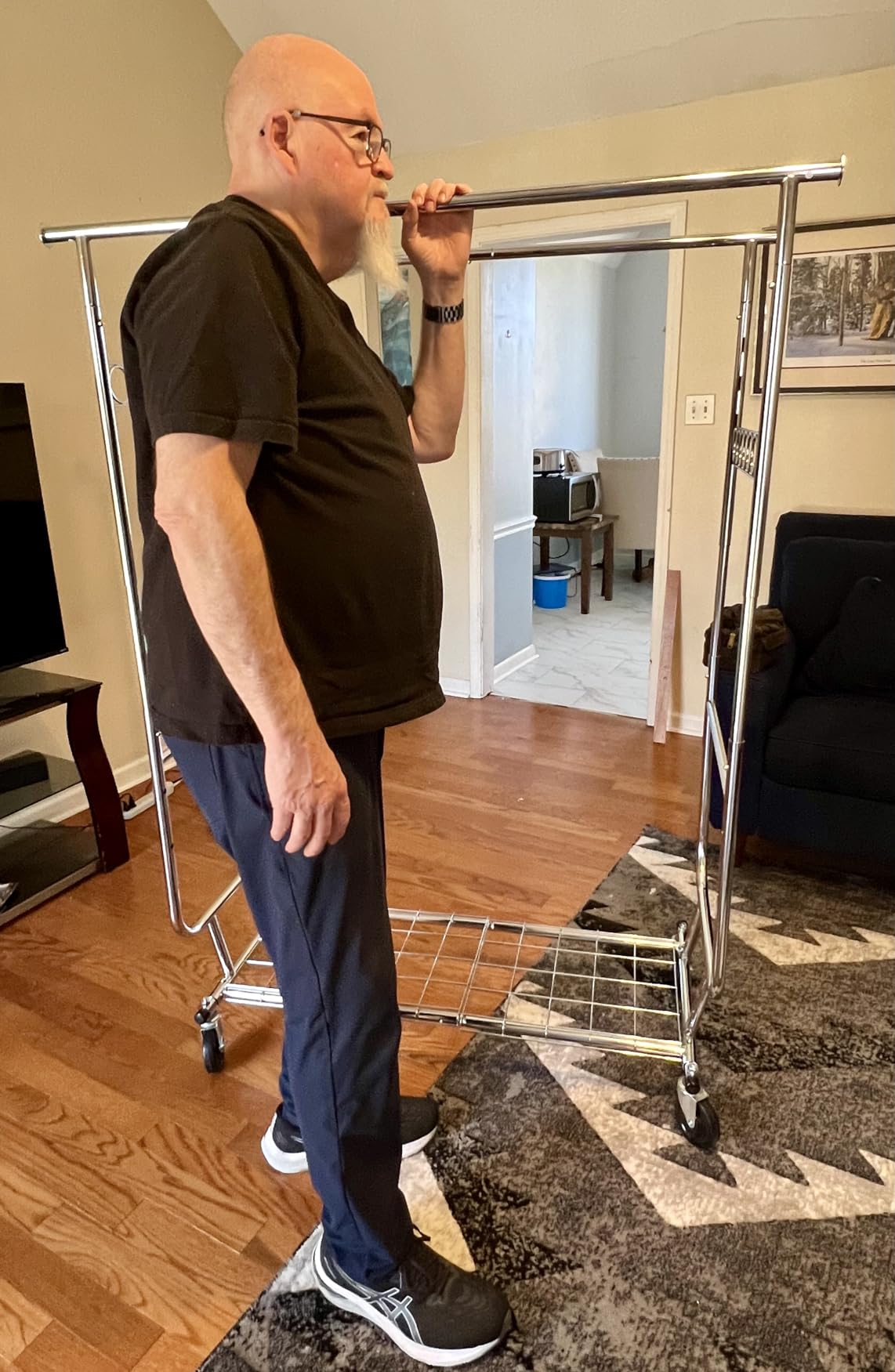 Raybee Heavy Duty Clothes Rack 650LBS Double Rods with Shelf Collapsible customer photo 2