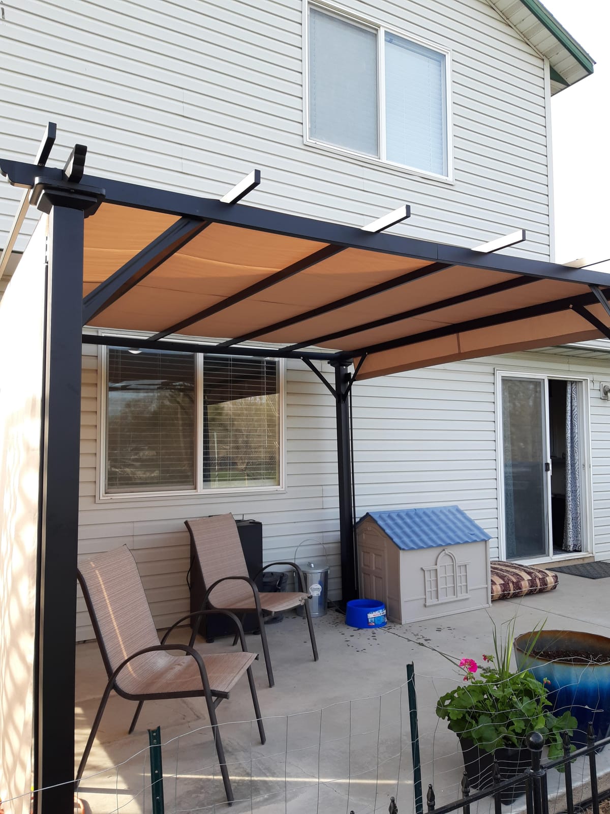 Outsunny 12' x 10' Outdoor Retractable Pergola Canopy with Sun Shade Beige customer photo 2