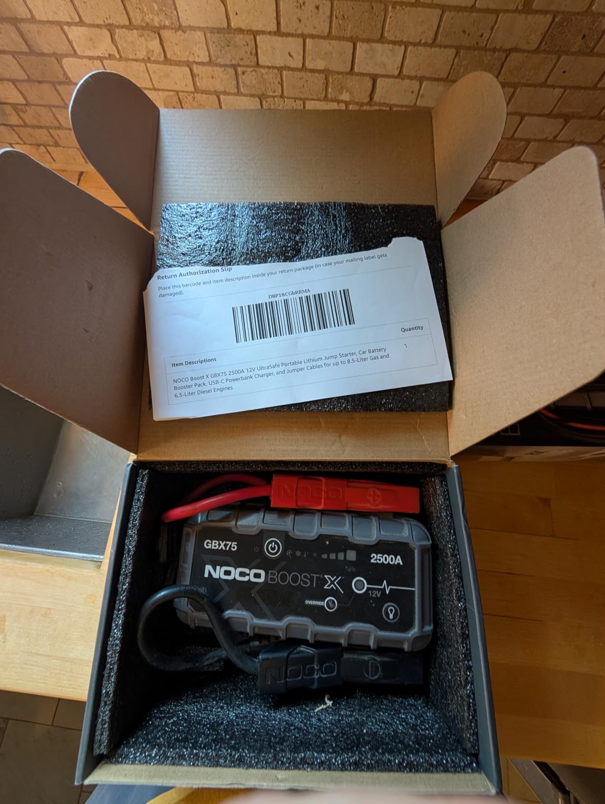 NOCO Boost GBX75 2500A UltraSafe Jump Starter, 12V Lithium Battery Booster customer photo 1