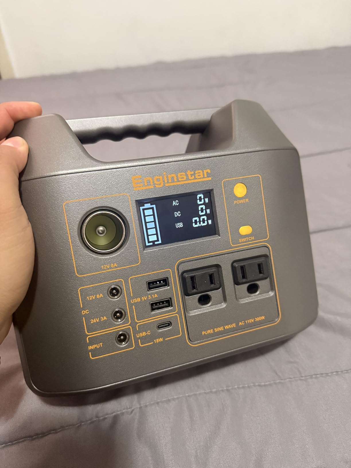 EnginStar Solar Generator, 300W Portable Power Station, 296Wh Lithium Battery Backup w/Two 110V Pure Sine Wave AC Outlet for Camping Road Trip RV, 80000mAh Sufficient Power Supply for Blackout customer photo 1
