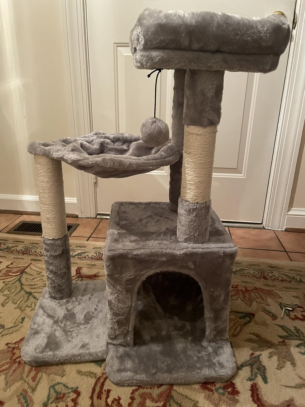 Pesofer Cat Tree, Small Cat Tower with Sisal Scratching Post and Hammock Light Gray customer photo 1