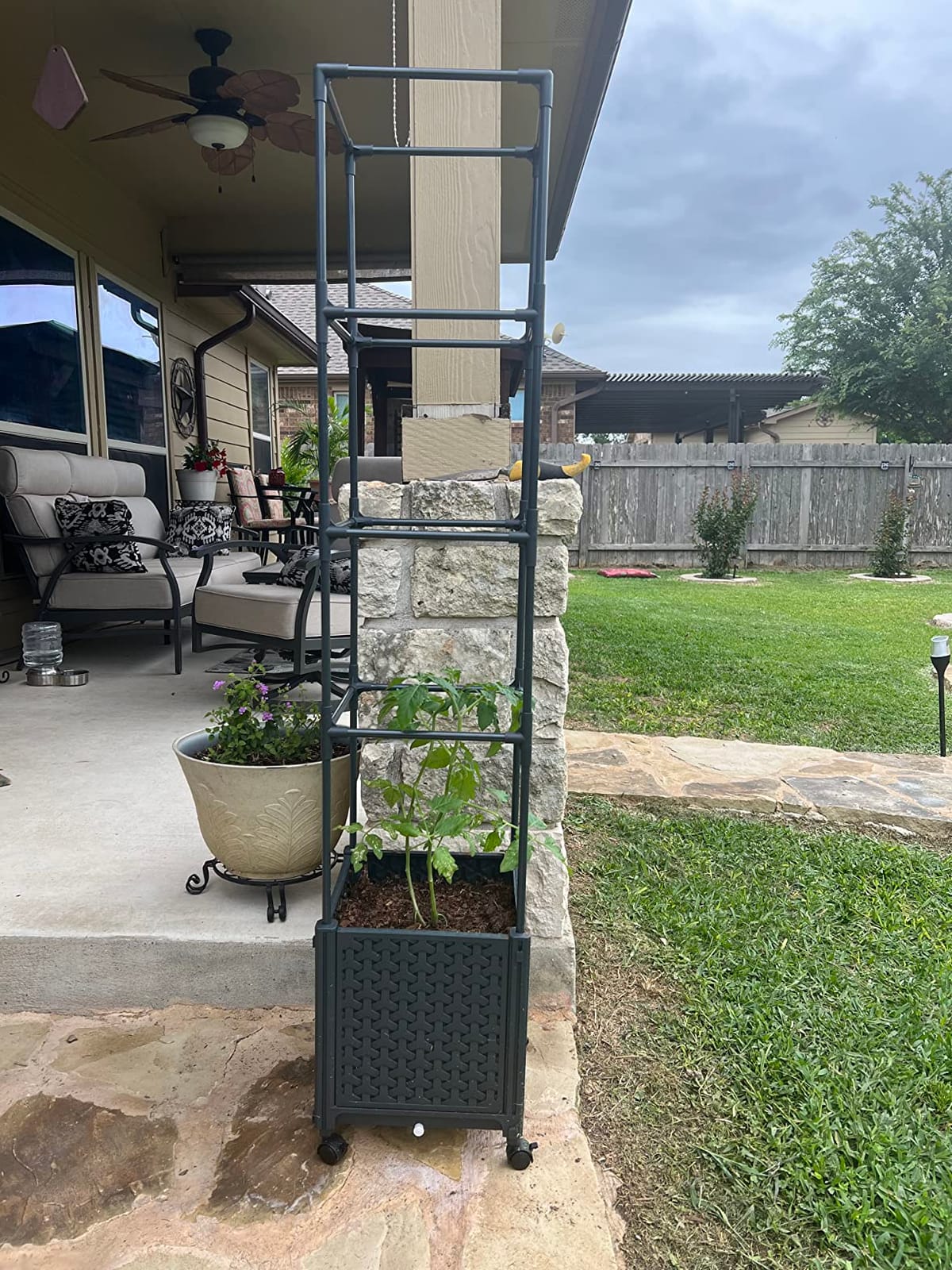 LINEX Raised Garden Bed Planter Box with Trellis, 67.6” Tomato Planters for Climbing Plants Vegetable Vine Flowers Outdoor Patio, Tomatoes Cage w/Self-Watering & Wheels customer photo 2