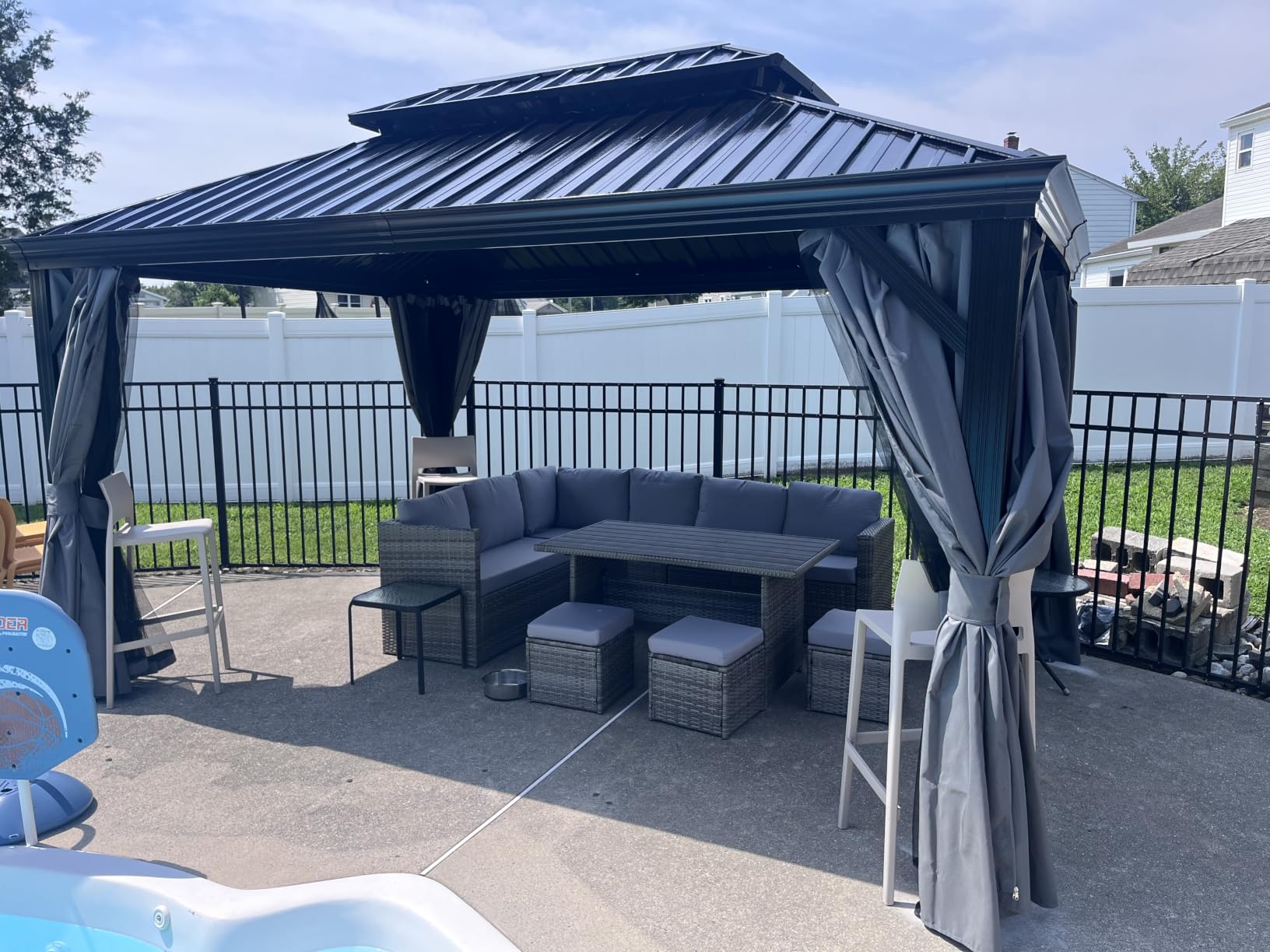 Wumiokio Patio Furniture Set, 7 Pieces Outdoor Patio Furniture with Dining Table&Chair, All Weather Wicker Conversation Set with Ottoman,Brown Rattan & Ivory Cushions (Include Sofa Dust Cover) customer photo 2