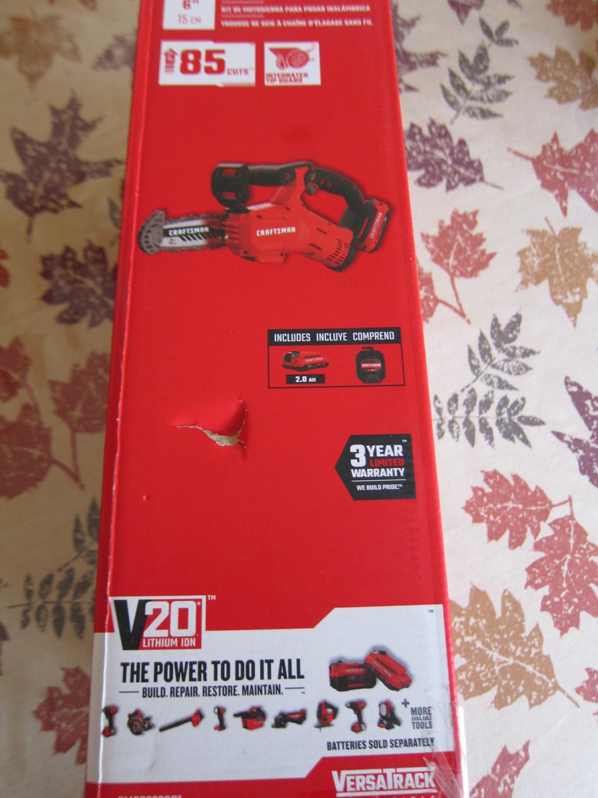 CRAFTSMAN V20 Mini Cordless Chainsaw, Pruning Saw, 6