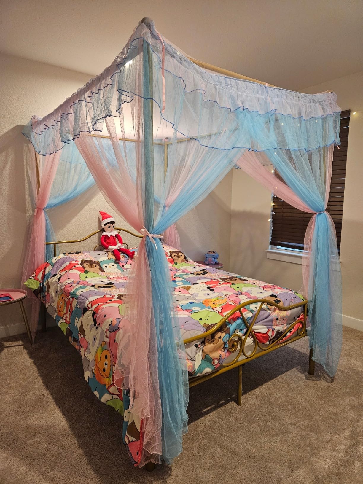 Queen Canopy Bed Frame with 4 Posters, Queen Size Bed for Girls Adults customer photo 2